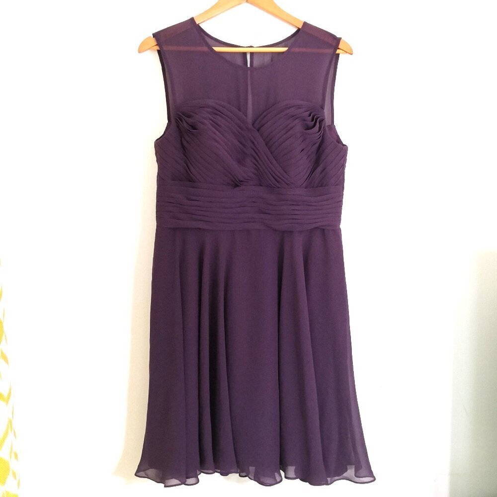 Azazie Angie Flowy Pleated Chiffon Short Dress Plum